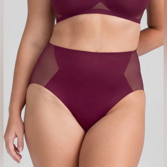 Honeylove Other - HONEYLOVE Crossover High Waist Targeted Tummy Control Stretch Satin & Mesh Brief